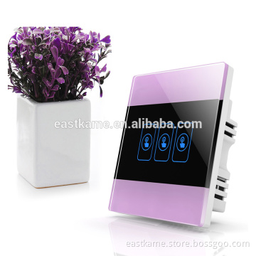 3 Gang Crystal Glass Panel Touch Smart Home Switch